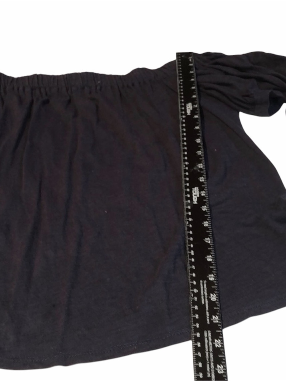Gibson large navy off shoulder short sleeve tee ties on sleeves cotton back